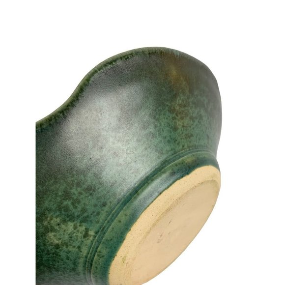 Signed Art Pottery Green Frog Speckled Glaze Lilypad Design - Picture 8 of 9